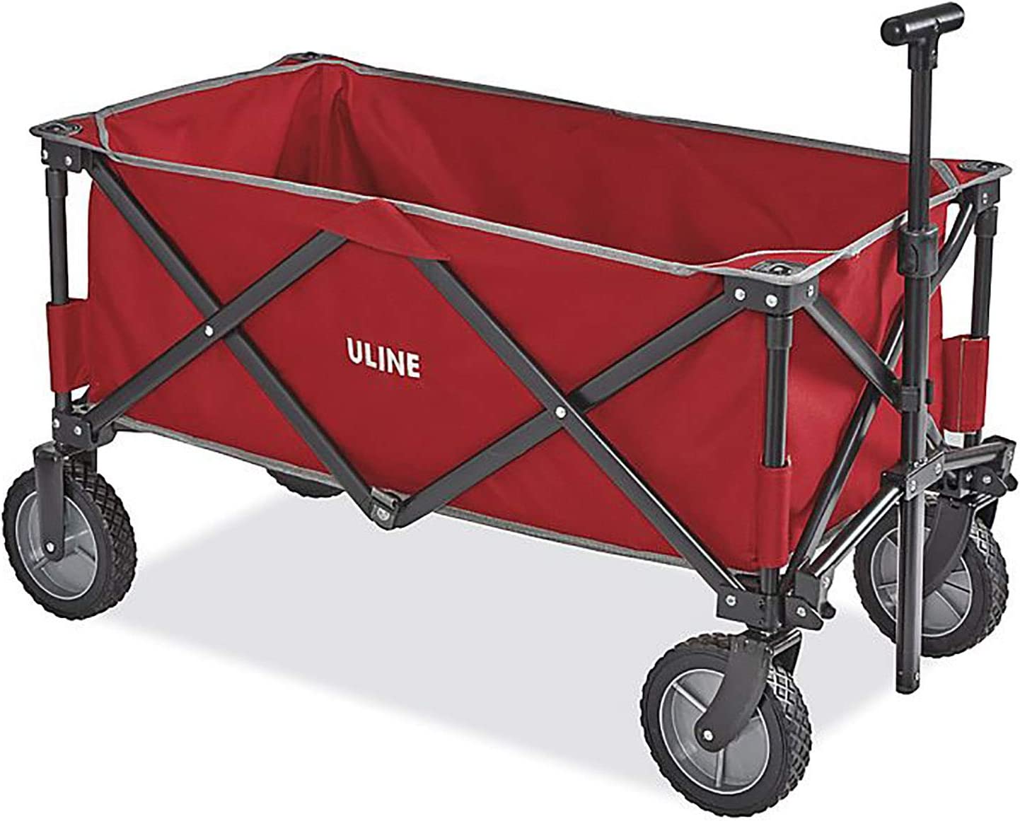 Uline foldable Utility Wagon Red with wheels and handle storage bag