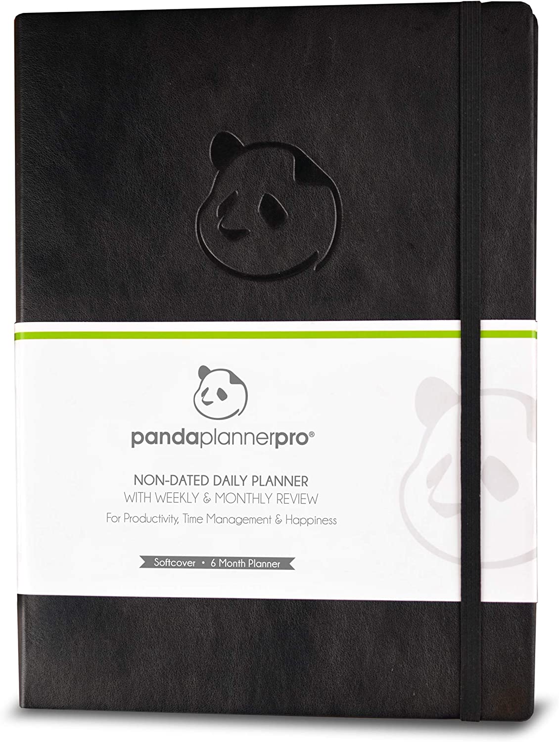 Panda Planner Pro - Best Daily Planner for Happiness & Productivity - 8.5 x 11" Softcover - Undated Day Planner - Guaranteed to Get You Organized - Gratitude & Goals 6 Month Journal (Black)