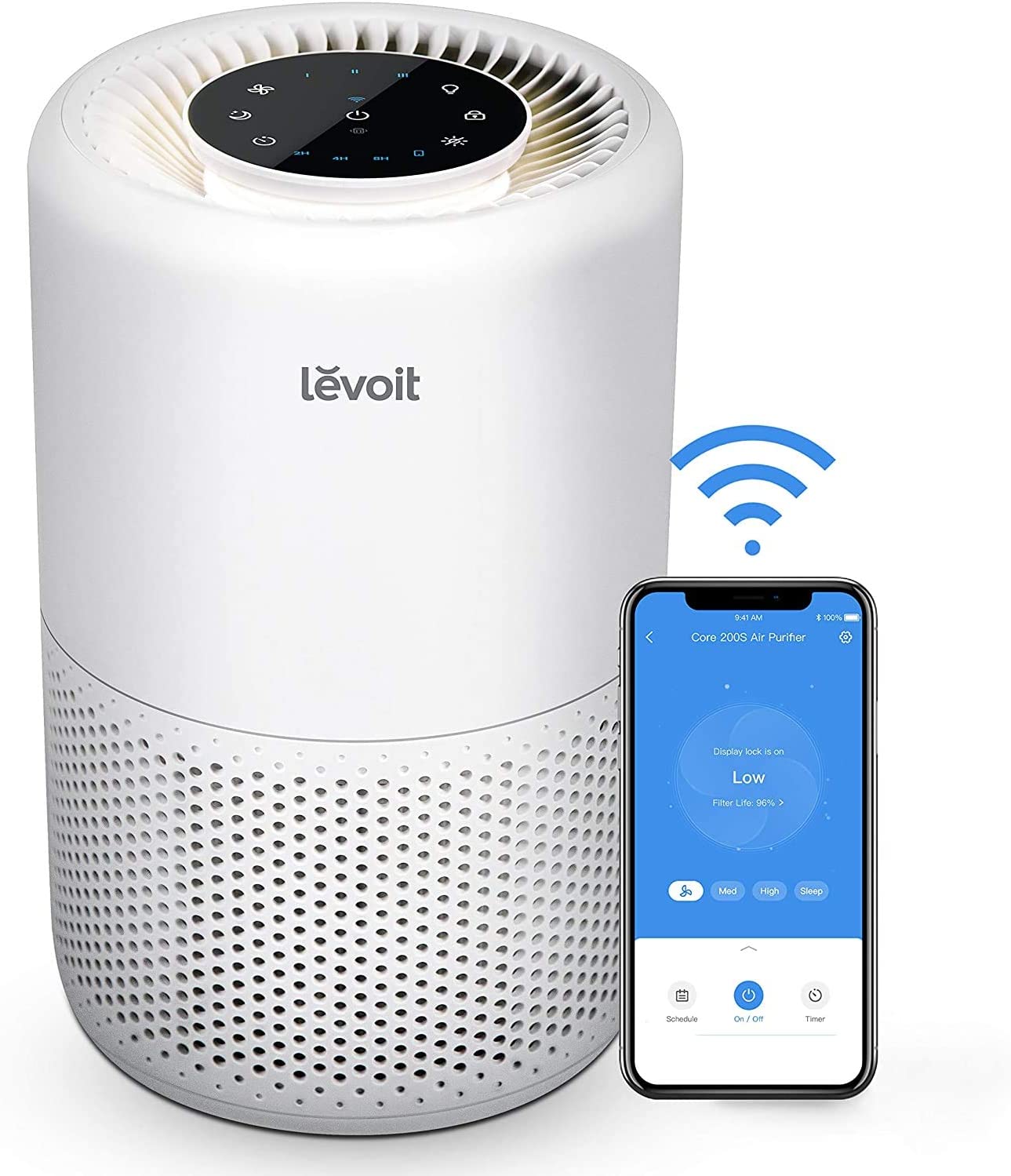 LEVOIT Air Purifiers for Home Large Room, Smart WiFi Alexa Control, H13 True HEPA Filter, Removes 99.97% of Pollutants, Covers up to 915 Sq.Foot, 24dB Quiet Cleaner for Bedroom, Core 200S, White
