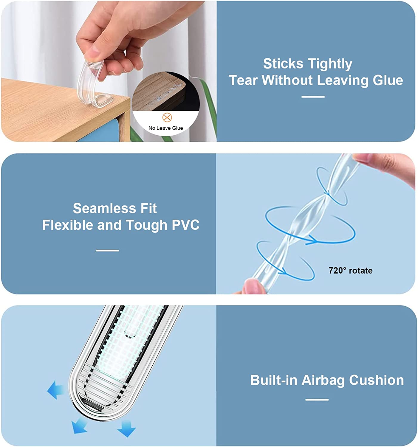 Clear Furniture Bumpers Door Knob Wall Silicone Protector from Chair Back Rail Adhesive Fridge Door Rubber Stoppers for Shower Door, Cabinet Door, Car Door Guards Edge and Toilet Lids 2 Long 2 Short