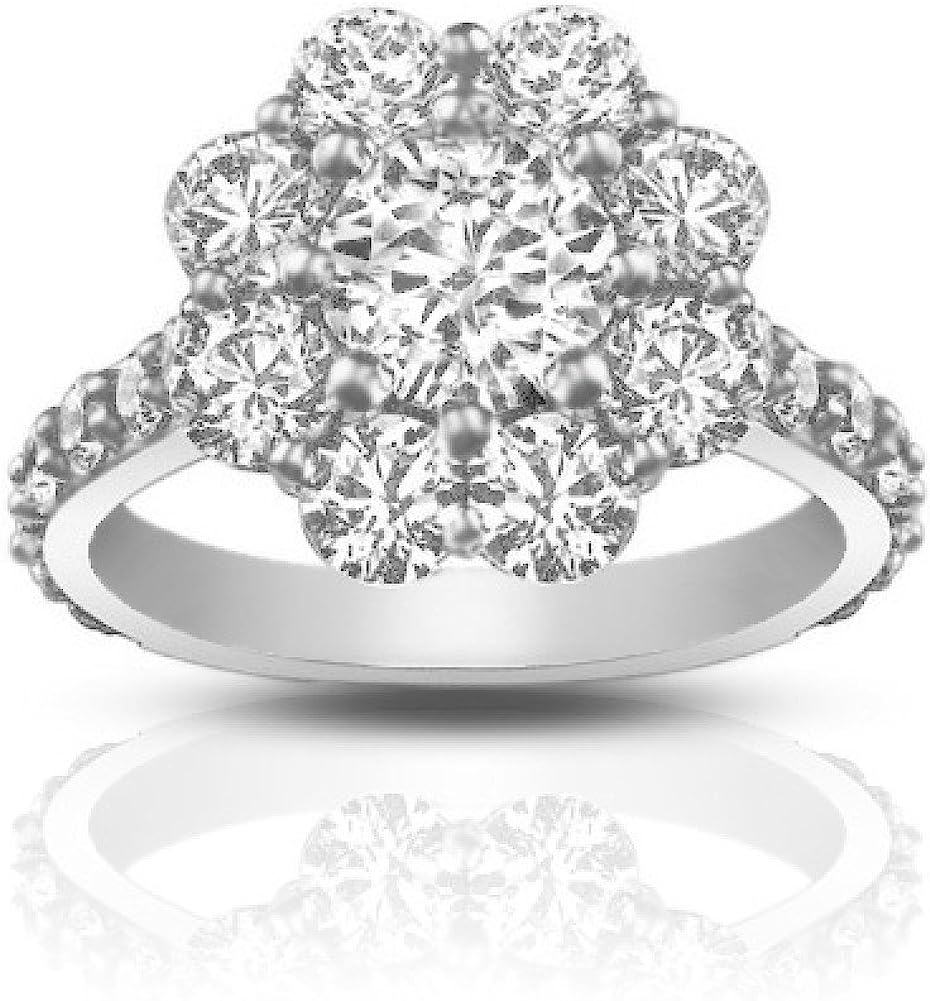 Madina Jewelry 2.90 ct Round Cut Diamond Cluster Engagement Ring in Platinum