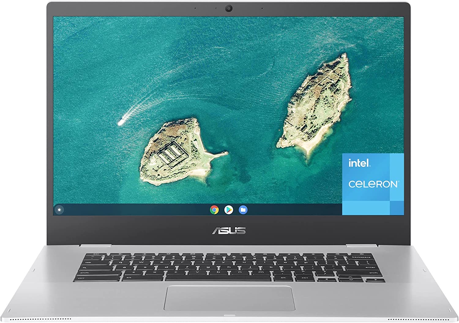ASUS Chromebook CX1, 15.6" Full HD NanoEdge Display, Intel Celeron N3350 Processor, 64GB eMMC Storage, 8GB RAM, Chrome OS, Transparent Silver, CX1500CNA-AS84F