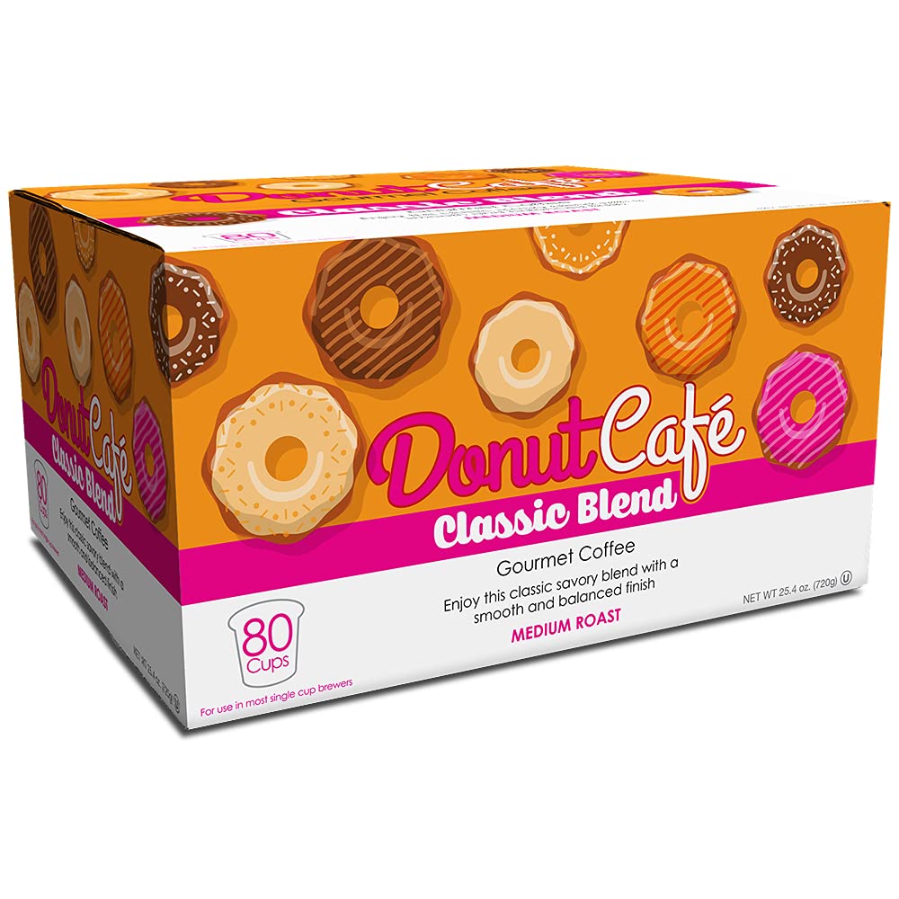 Donut Café Single Serve Coffee Pods for Keurig K Cup Brewers, Classic Blend, Medium Roast, 80 Count