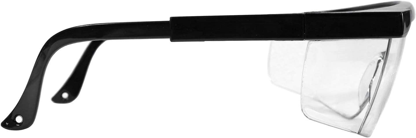 Adjustable Protective Safety Glasses with Clear Wrap Around Lens, Anti-Fog and Scratch Resistant Protection Eyewear (1, Black)